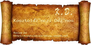 Kosztolánczi Dános névjegykártya